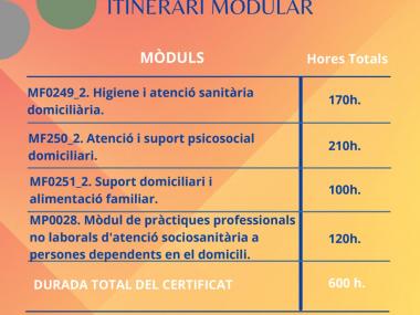 Certificat de professionalitat: Atenció sociosanitària a persones dependents en el domicili.