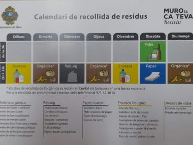 CALENDARI DE RECOLLIDA DE RESIDUS