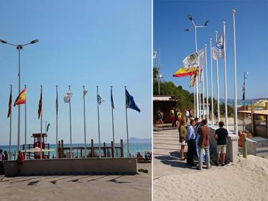 Hissada de banderes i simulacre de rescat a la Platja de Muro