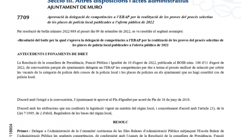 proves del procés selectiu de les places de policia local.
