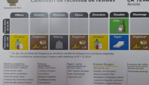 CALENDARI DE RECOLLIDA DE RESIDUS